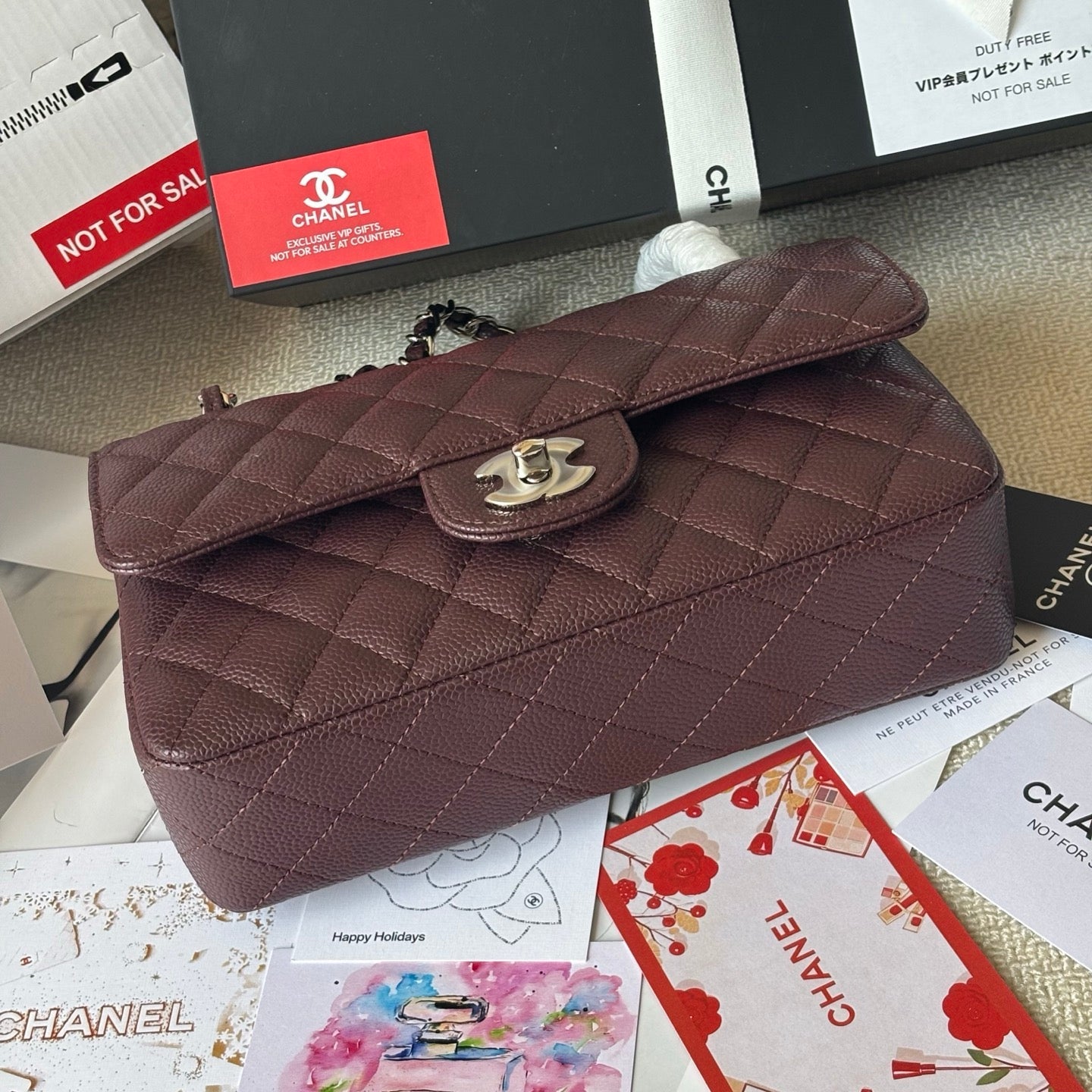 Burgundy Classic Flap Bag Lovely Pink Cherry