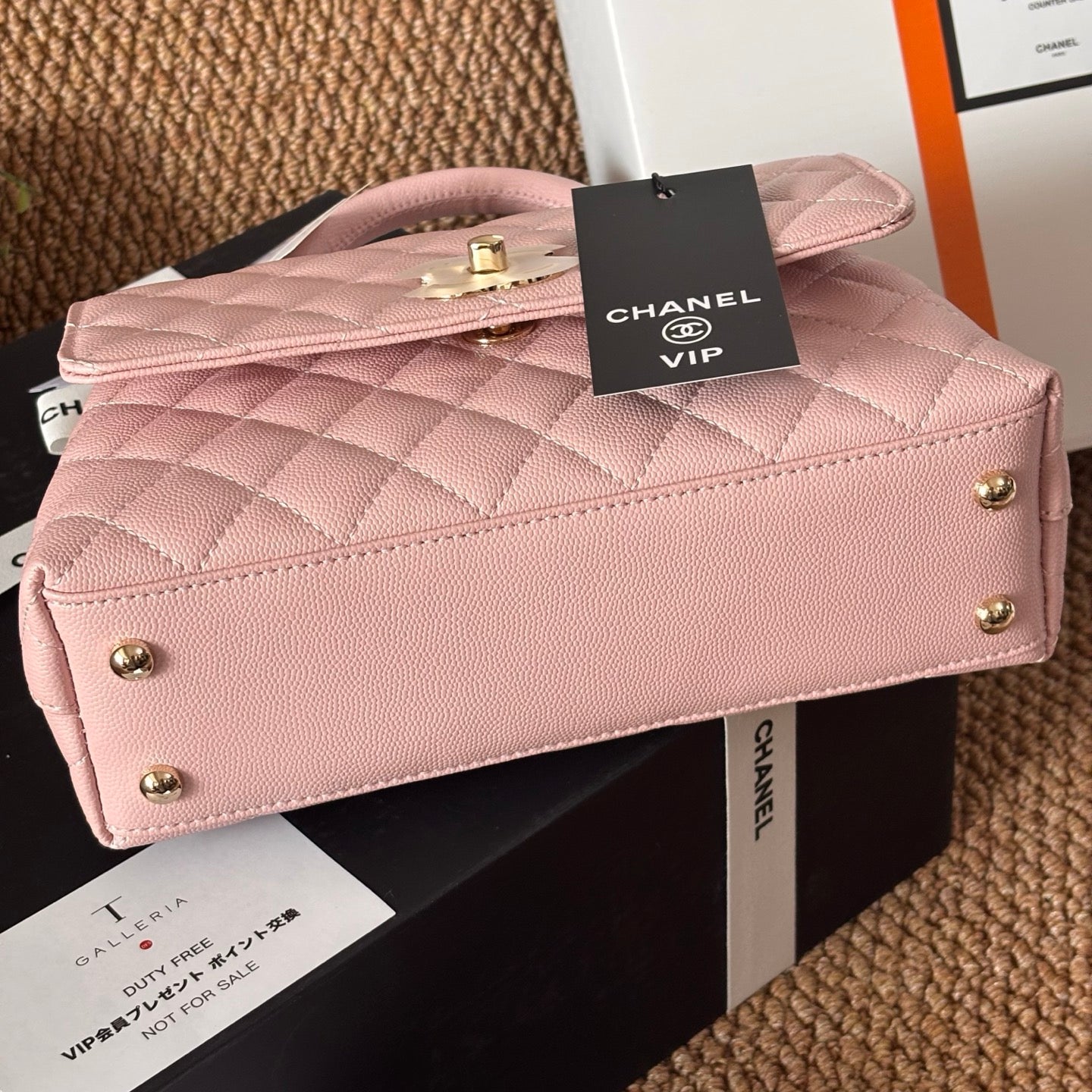 Elegant Pink Caviar Coco Top Handle Luxury Gift Lovely Pink Cherry