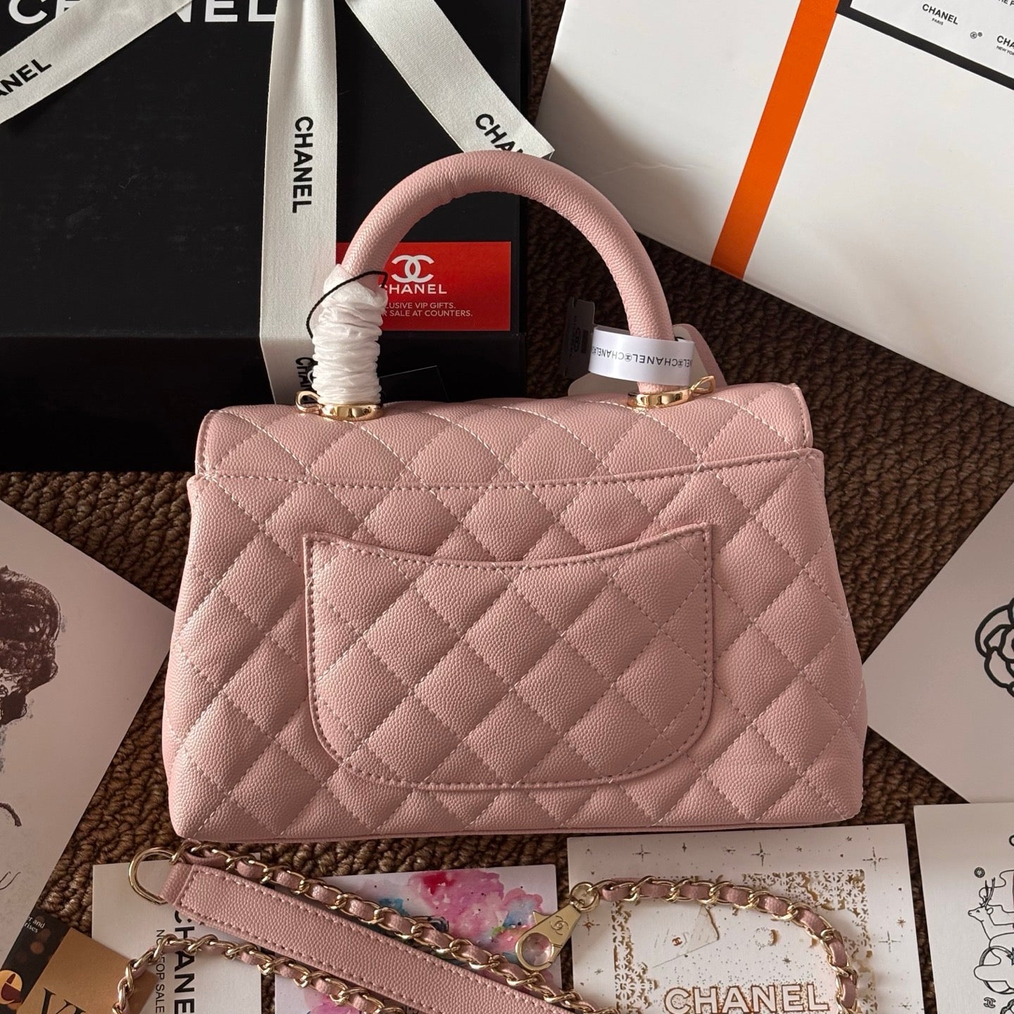 Elegant Pink Caviar Coco Top Handle Luxury Gift