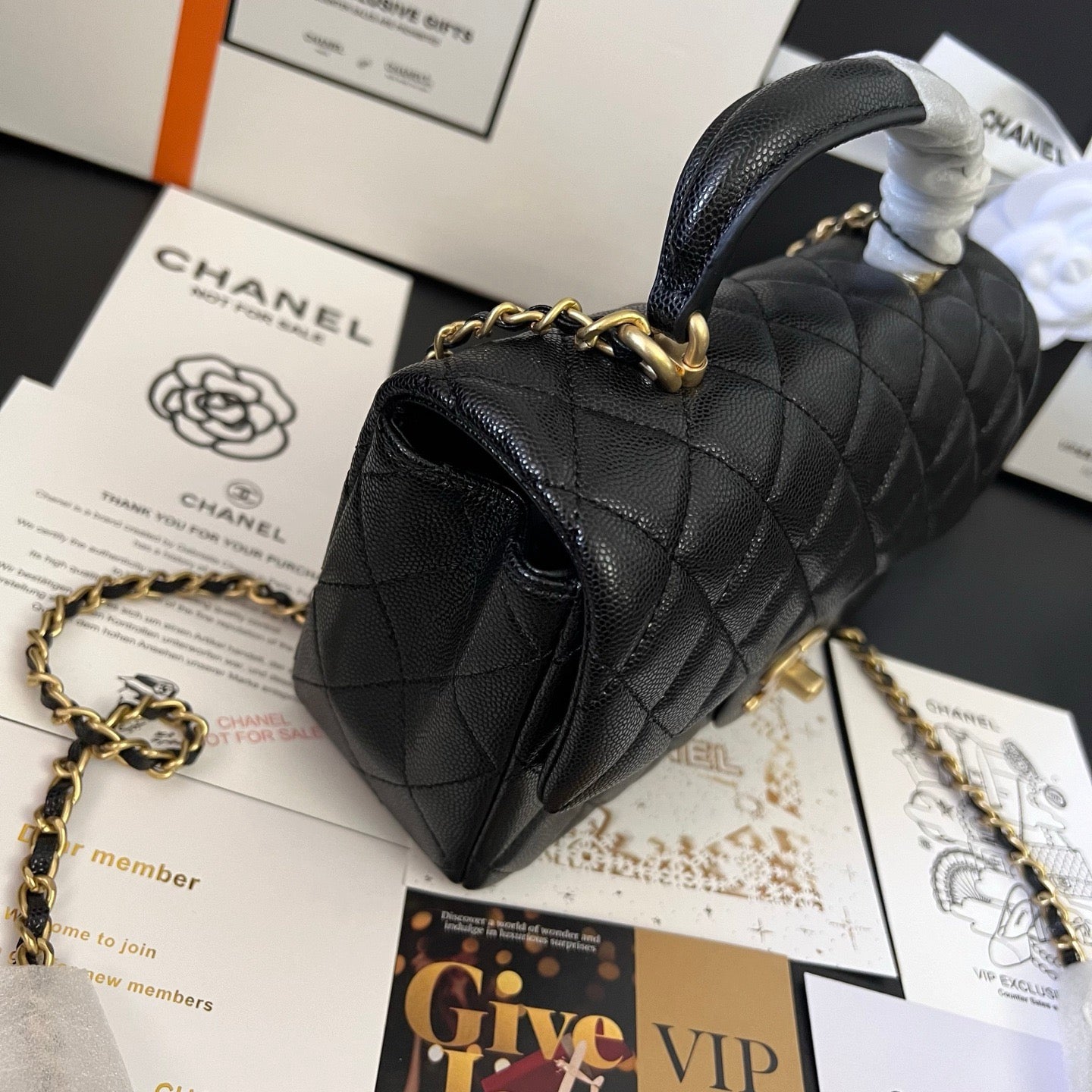 Black Sheepskin 24A Handle Flap Bag