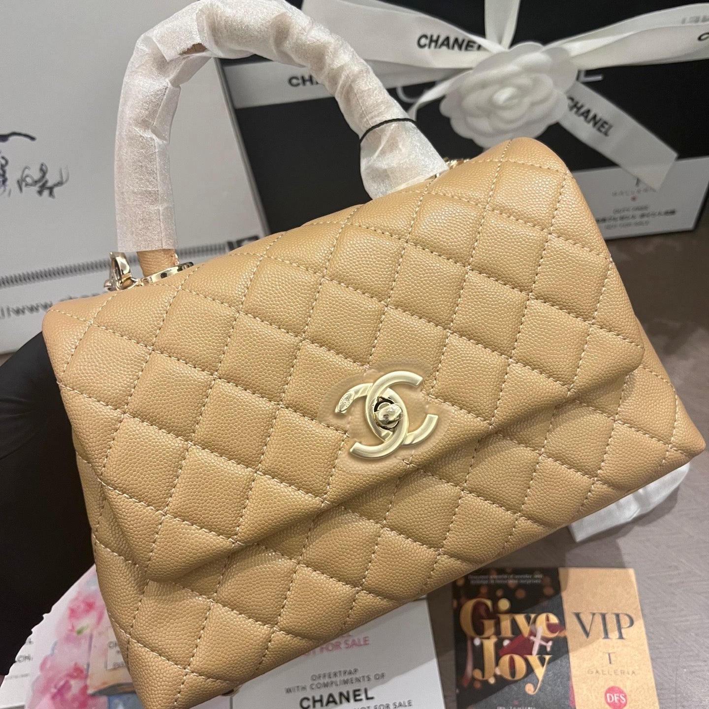 Mini Caramel Caviar Coco Top Handle Luxury Gift AU Lovely Pink Cherry