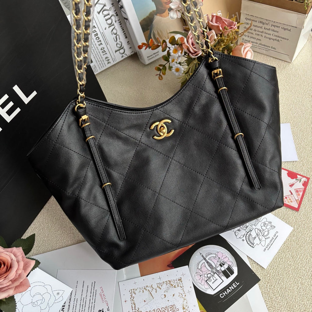 Black Soft Sheepskin Tote 25S 30x12x27