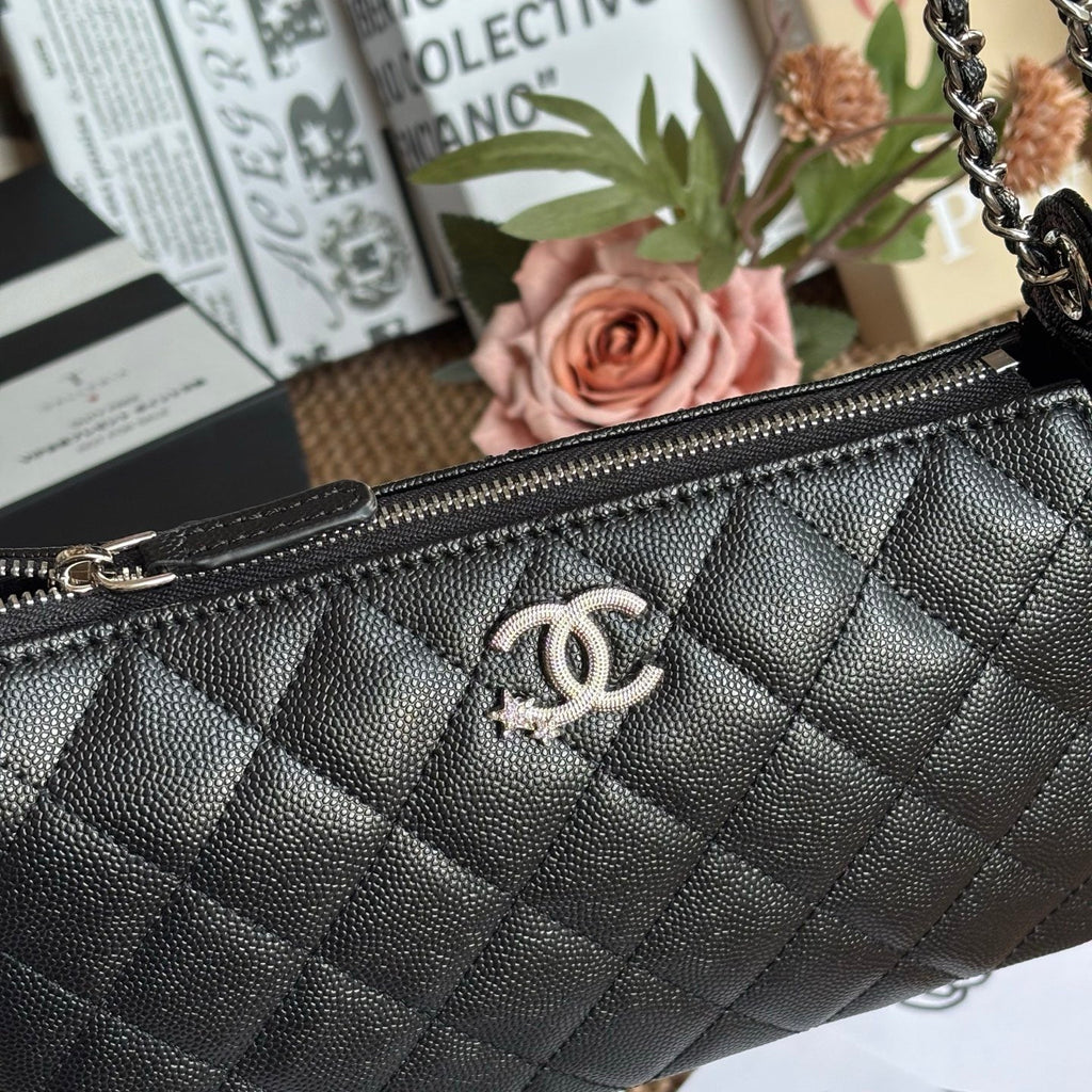 Black 25B Leather shoulder | Crossbody Bag 22x13cm Lovely Pink Cherry