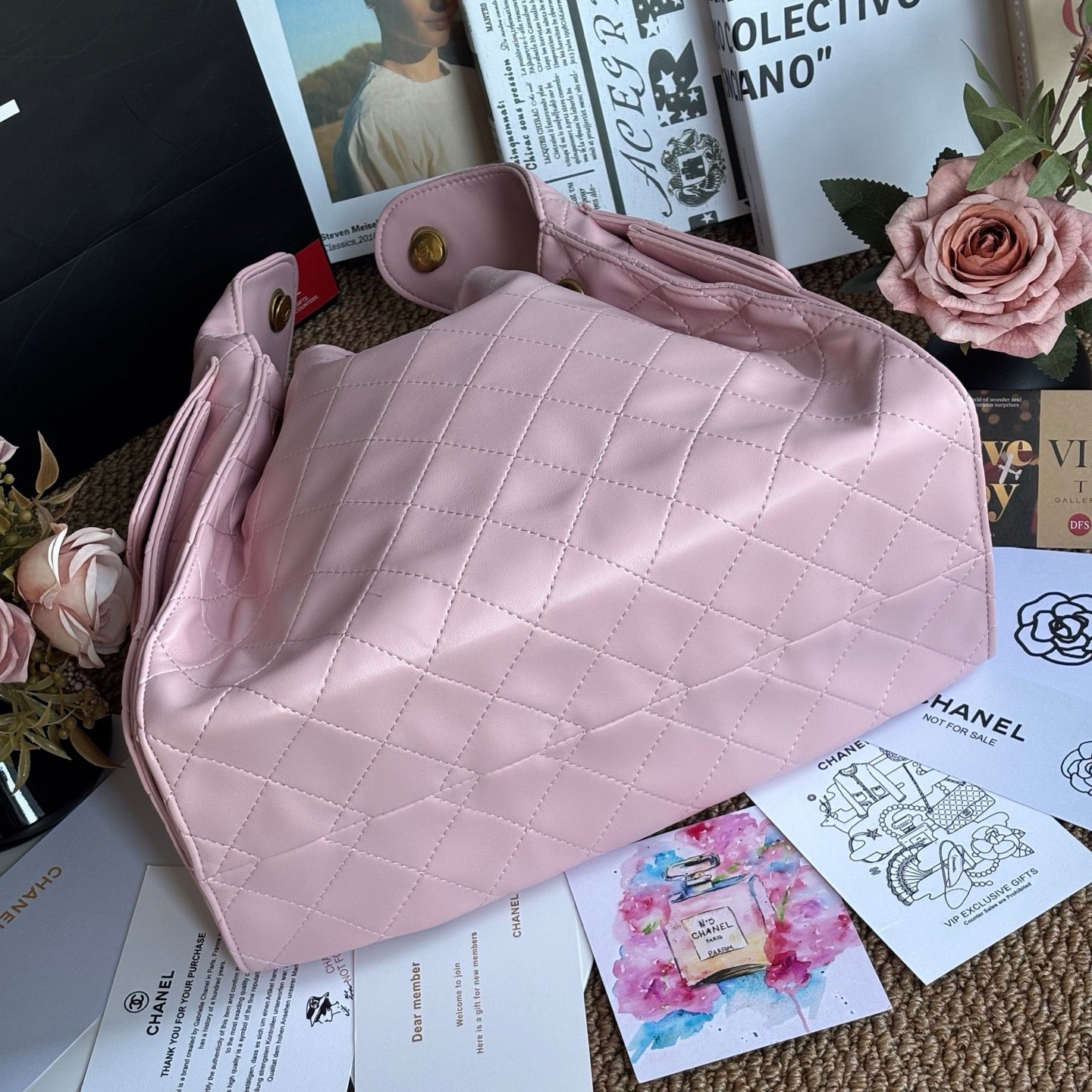 Light Pink Sheepskin Hobo Bag