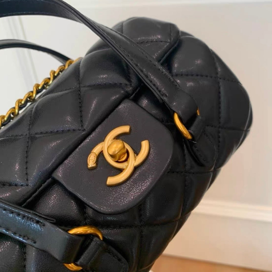 Leather mini Bowling Bag