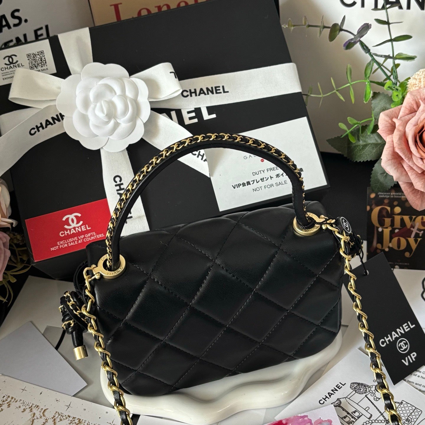 Black Sheepskin Bag with adjustable handle 17x12