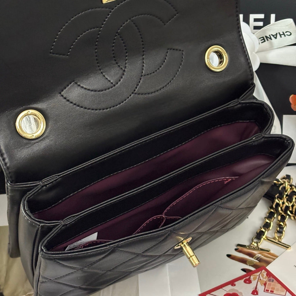 Black Sheepskin Handheld | Backpack Bag 20x12x23 Lovely Pink Cherry