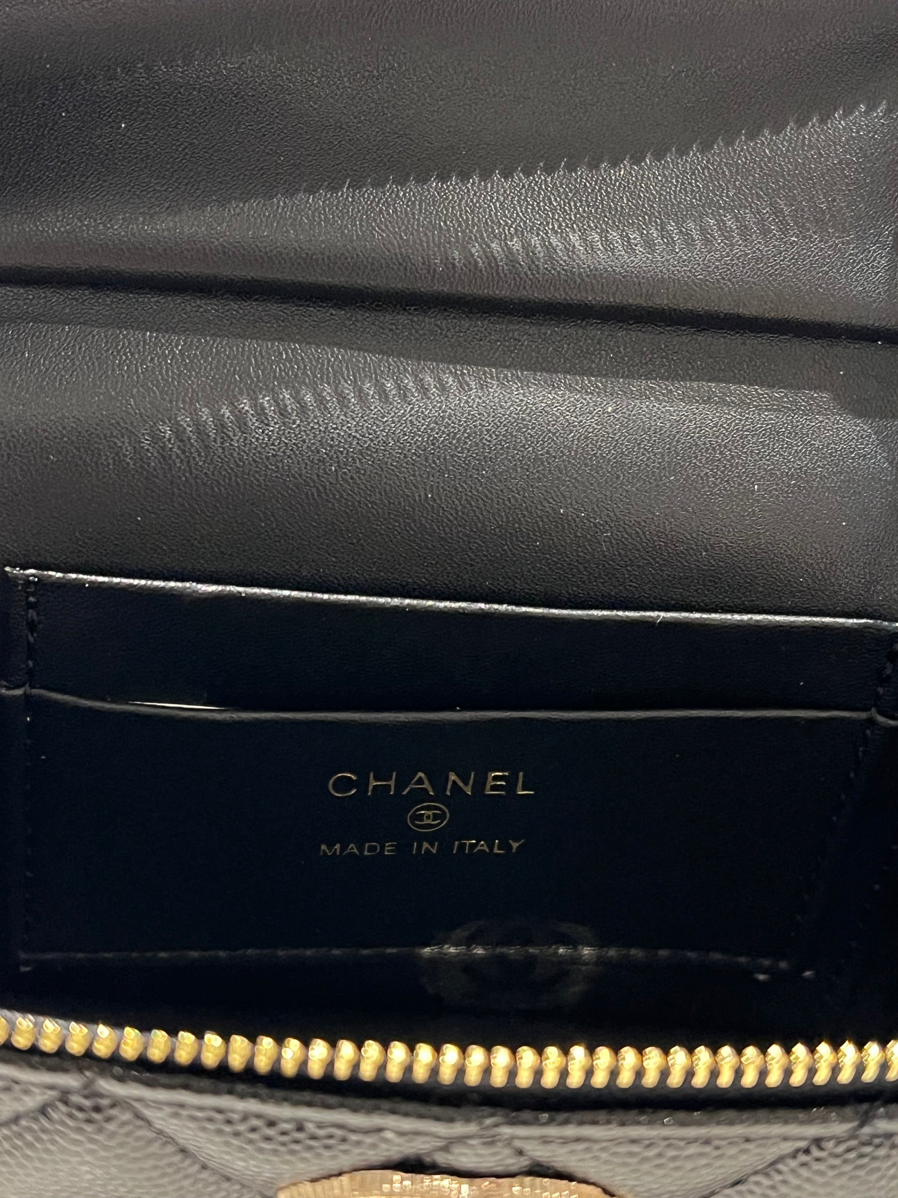 AUTH CHANEL BLACK CAVIAR RECTANGLE CROSSBODY MAKEUP BAG - VIP BEAUTY GWP NOVELTY Lovely Pink Cherry