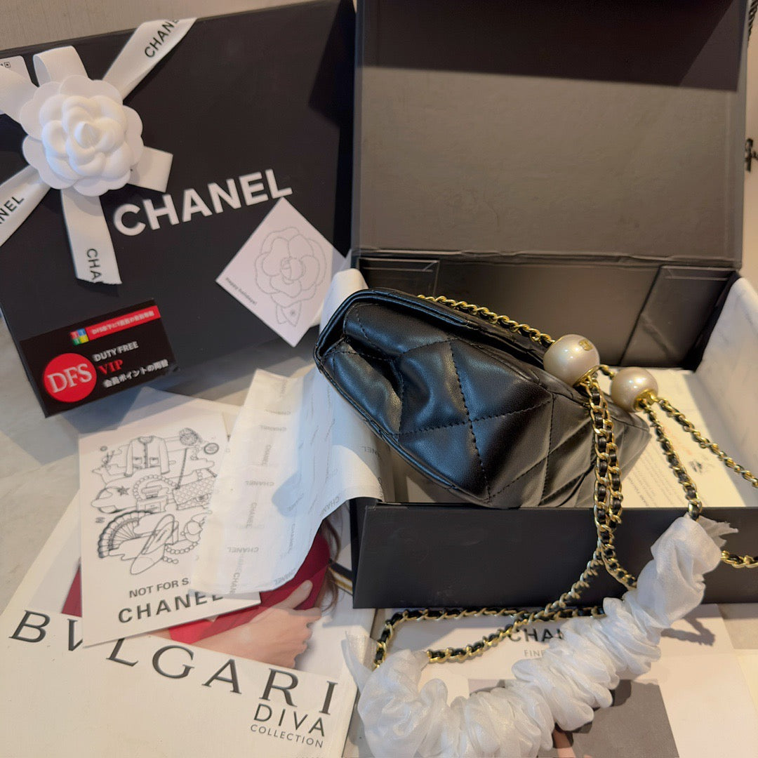 Sheepskin Double Pearl Flap Bag S