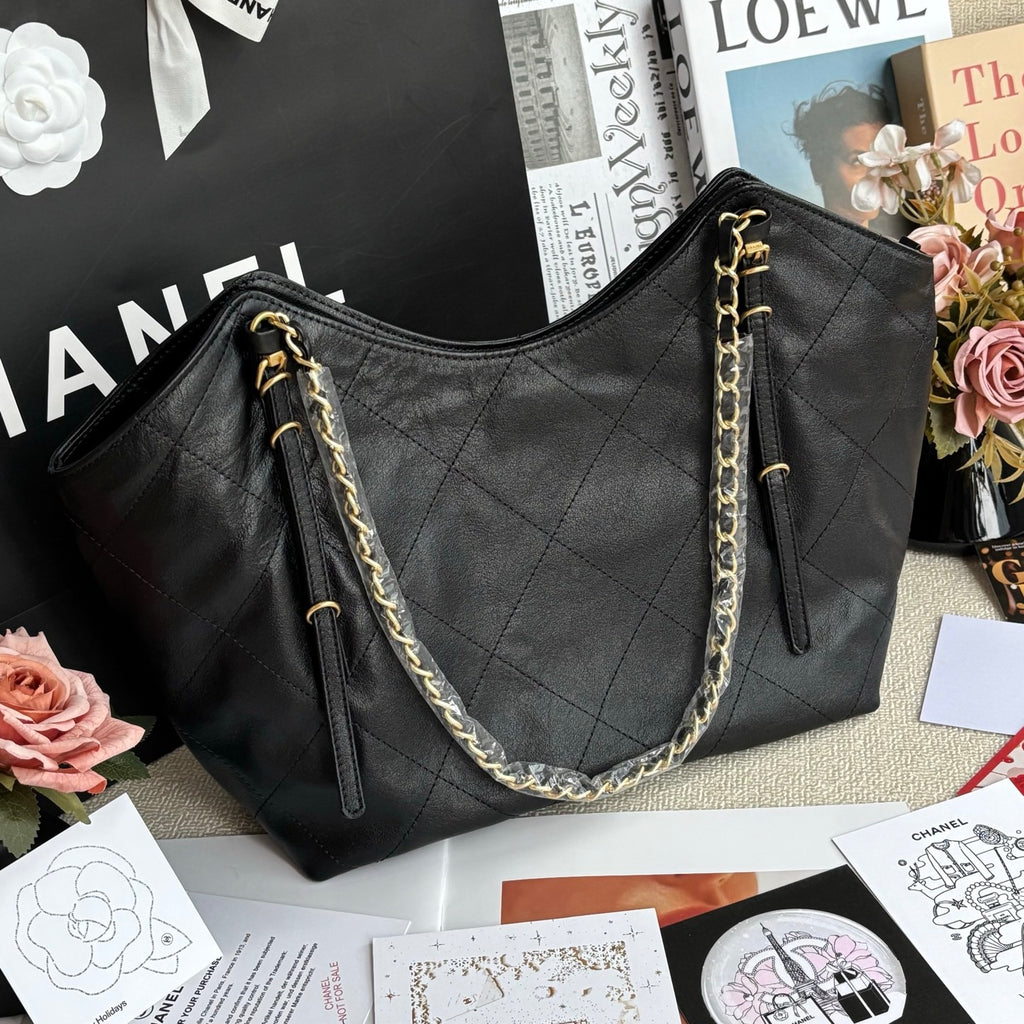 Black Soft Sheepskin Tote 25S 30x12x27