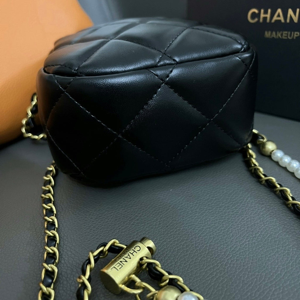 CHANEL Makeup VIP Gift Pouch Phone Purse With Pearl Chain, Box GWP9