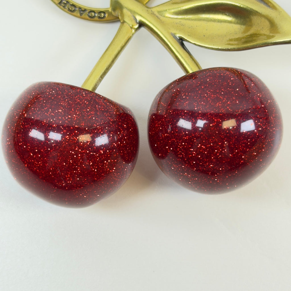 Authentic NWT Coach Signature Red Cherry With Gold Leaves Bag Charm 778409
