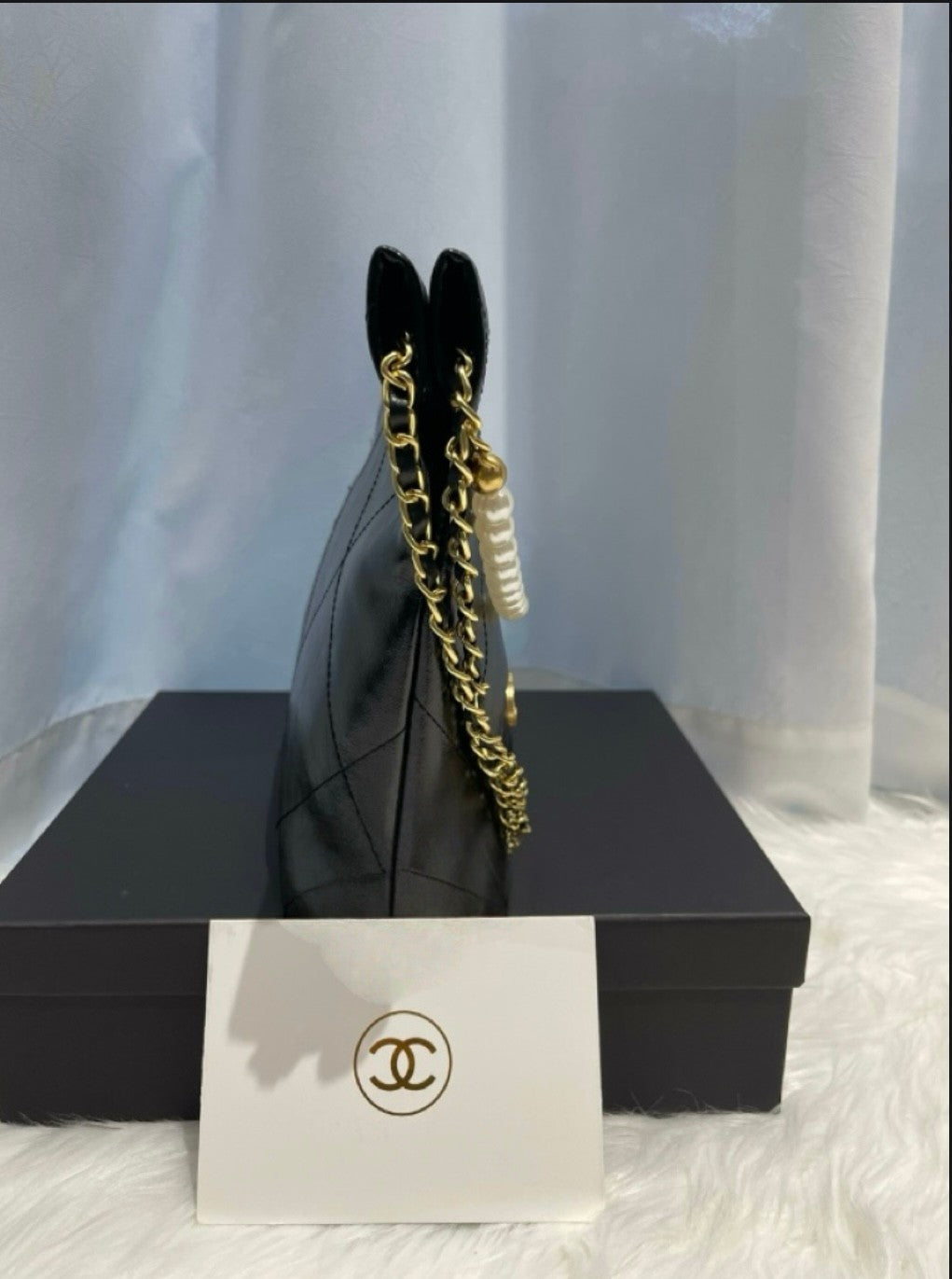 CHANEL Makeup VIP Gift  Pouch Purse With Chain Crossbody Bag, Box GWP NIB7
