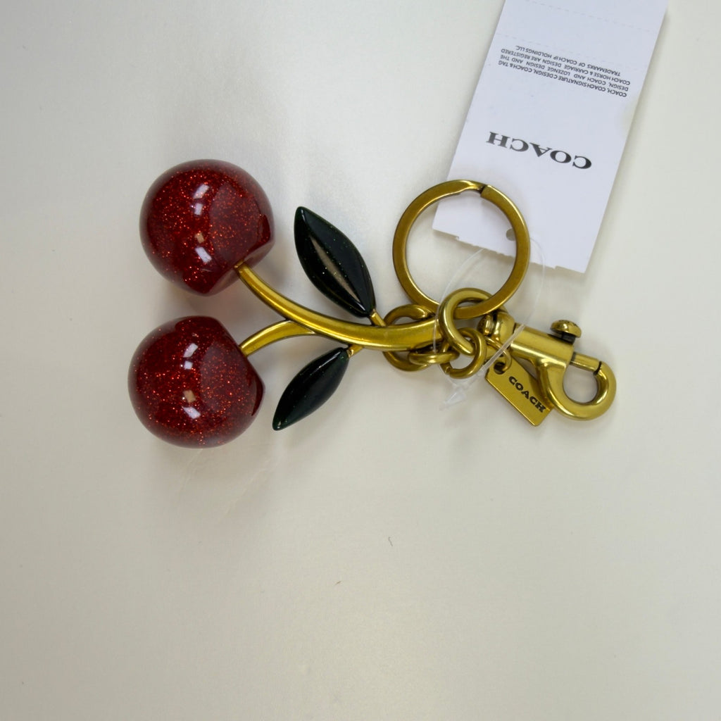 Authentic NWT Coach Signature Red Cherry With Green Leaves Bag Charm F5851610