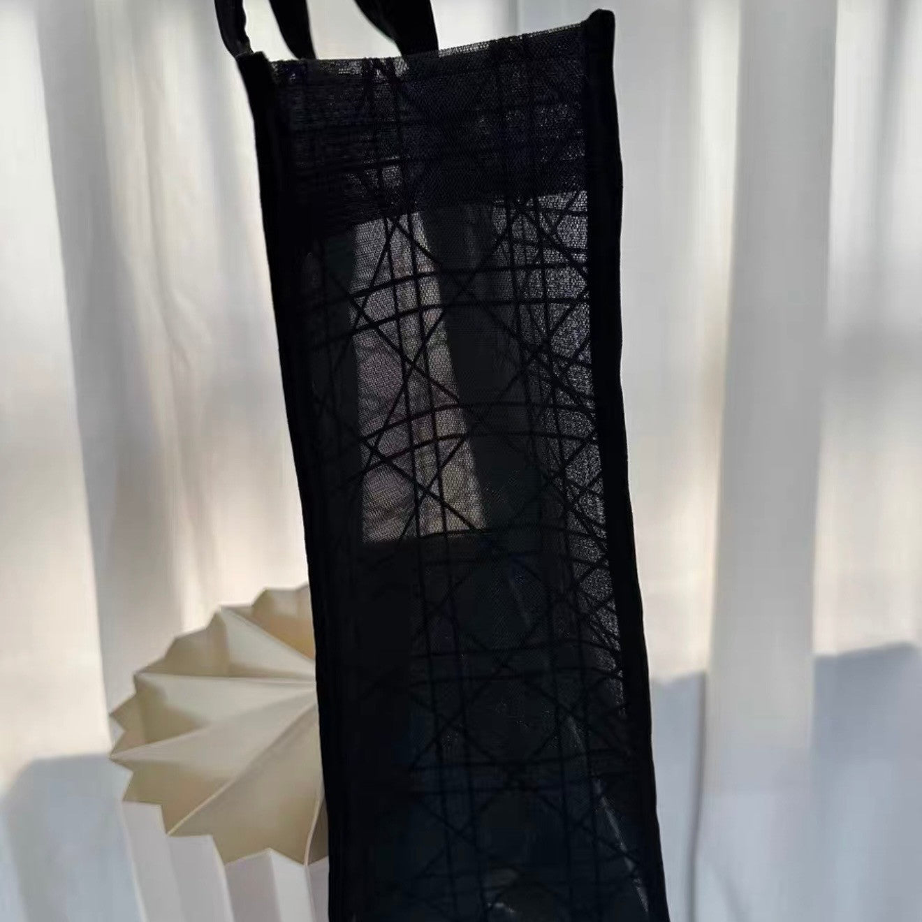 Christian Dior Beauty Makeup Limited VIP Gift Black Velvet Mesh Large Tote Bag5
