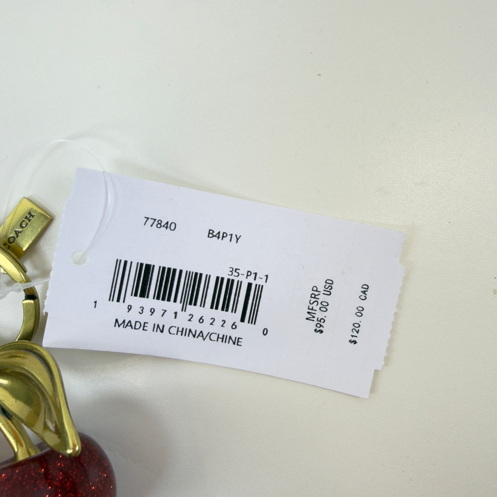 Authentic NWT Coach Signature Red Cherry With Gold Leaves Bag Charm 7784011