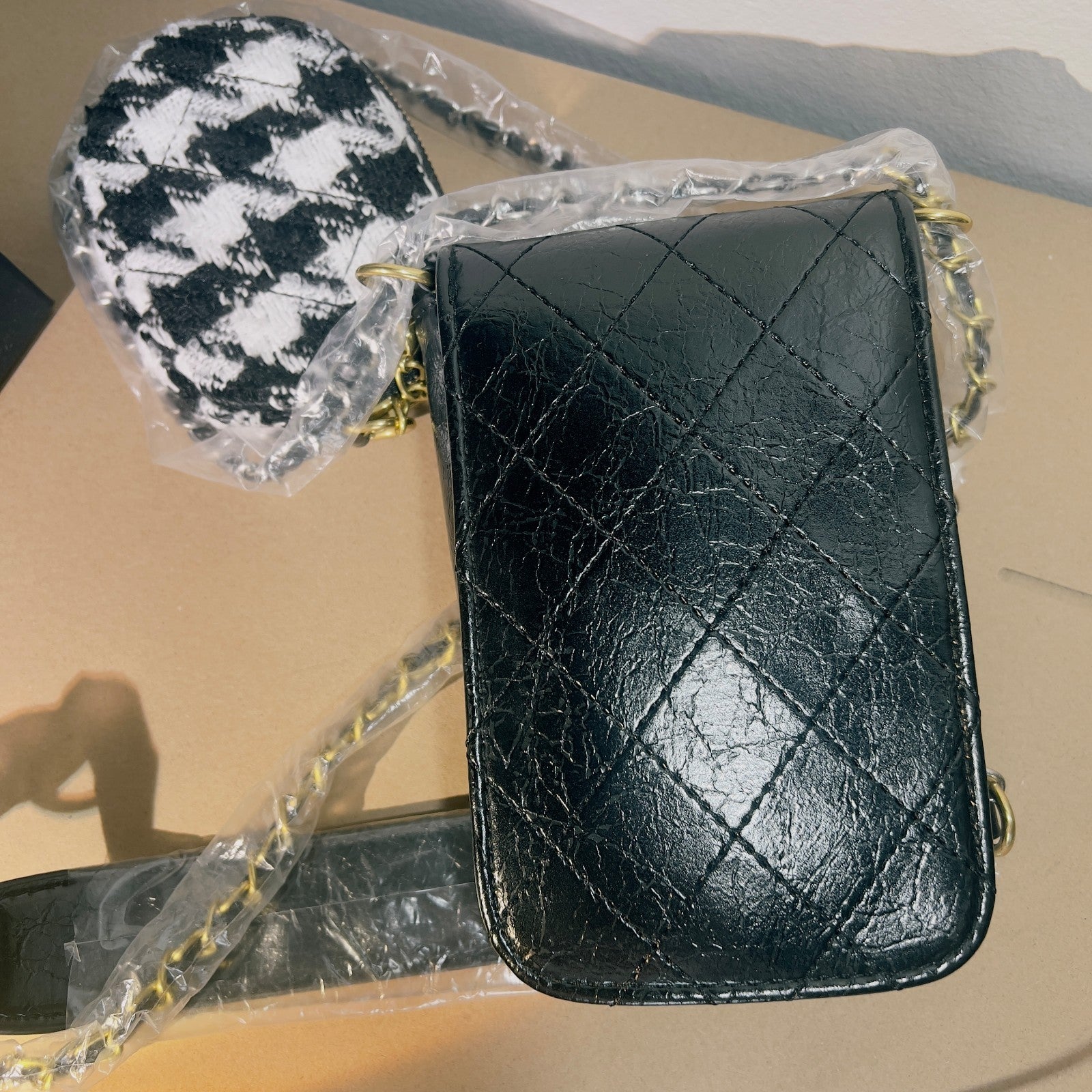 CHANEL Makeup VIP Gift Pouch With Chain Plus Tweed Coin Purse, Box GWP2