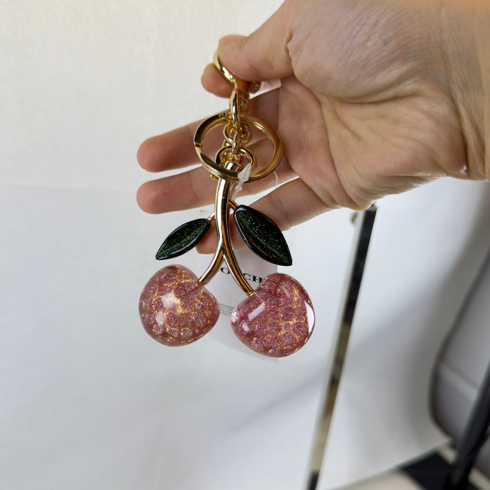 Authentic NWT Coach Signature Pink Cherry Bag Charm 885475