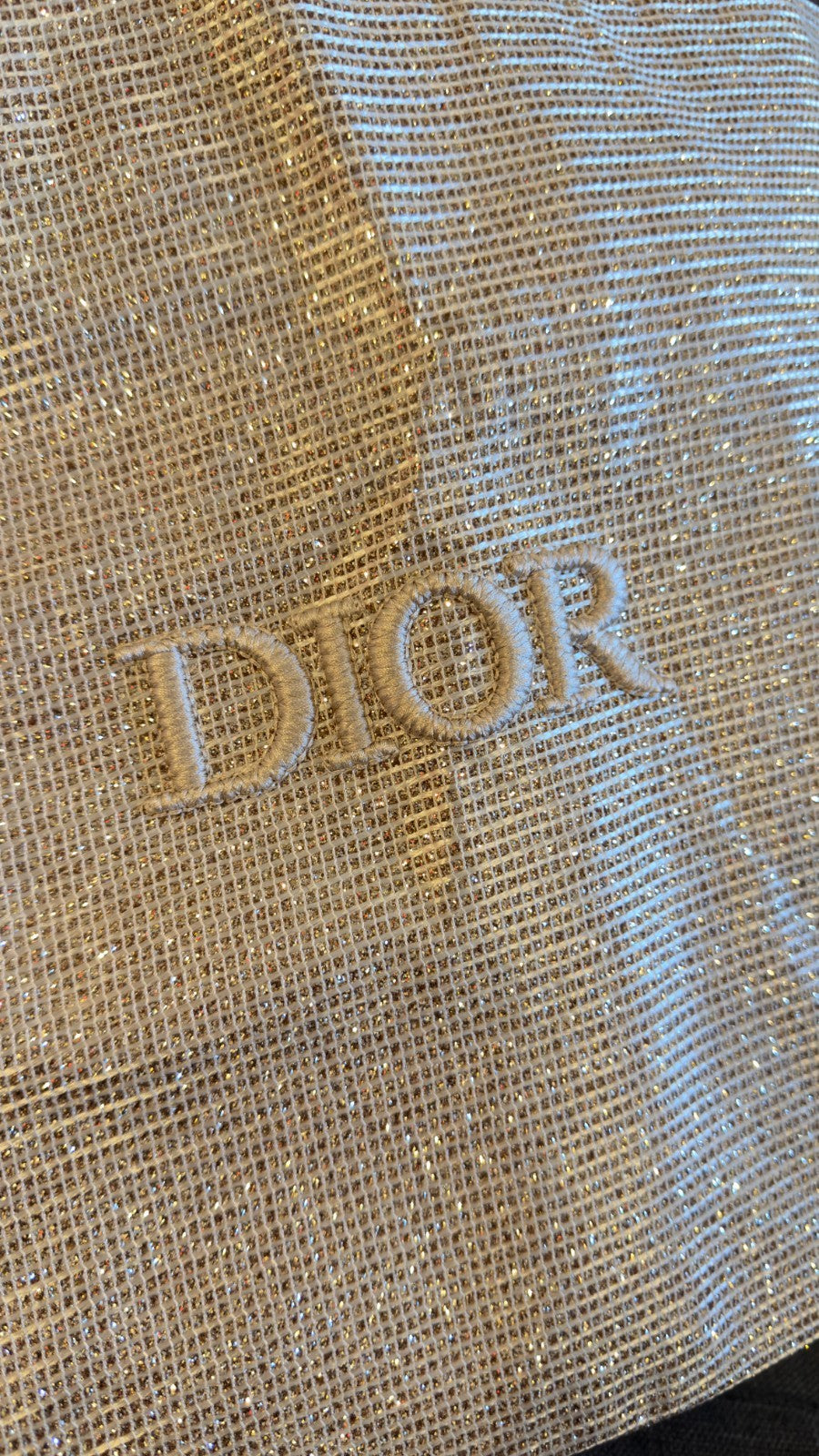 Christian Dior Large Glitter Tote Bag GWP VIP Gift Gold Mesh Shopper Travel Work4
