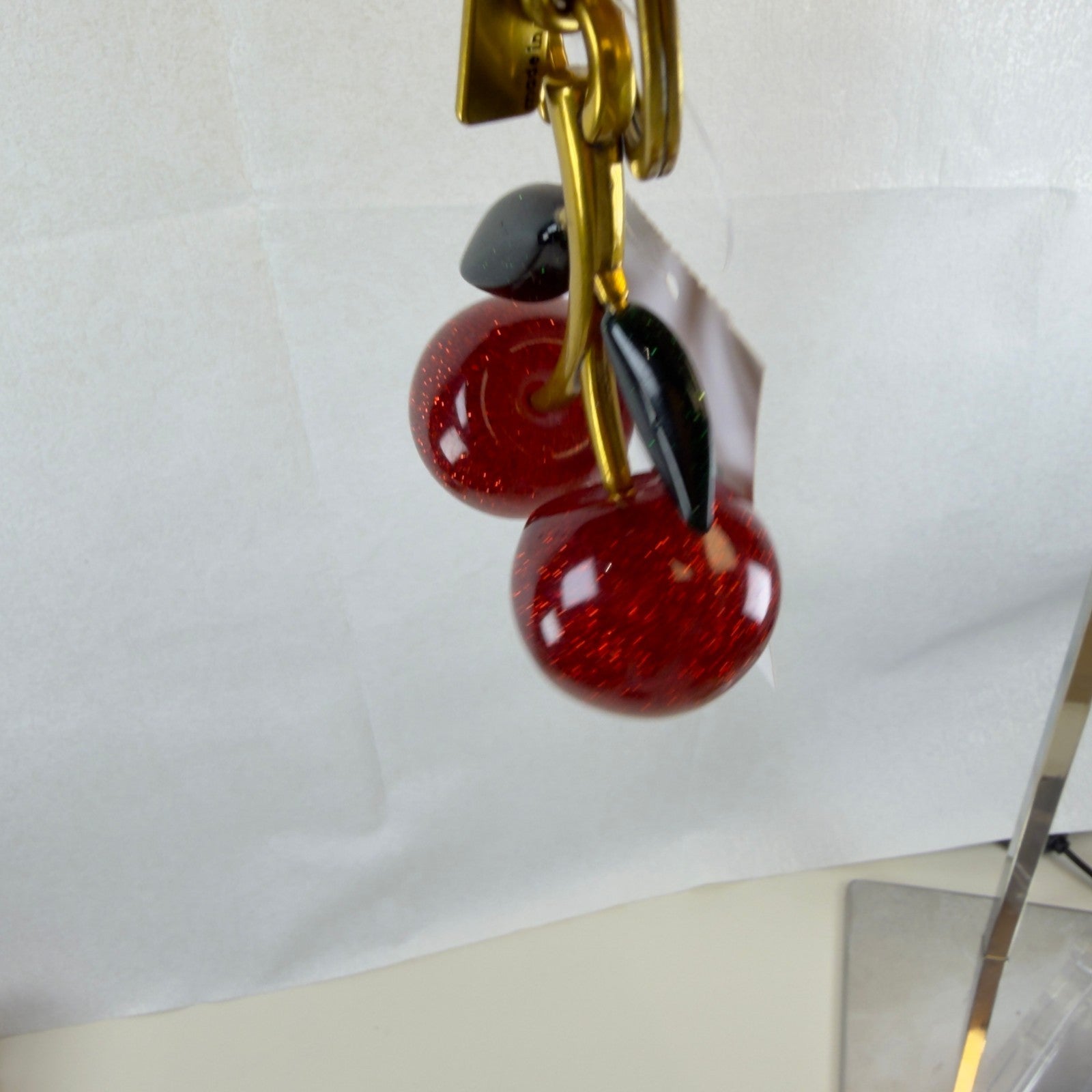 Authentic NWT Coach Signature Red Cherry With Green Leaves Bag Charm F585163