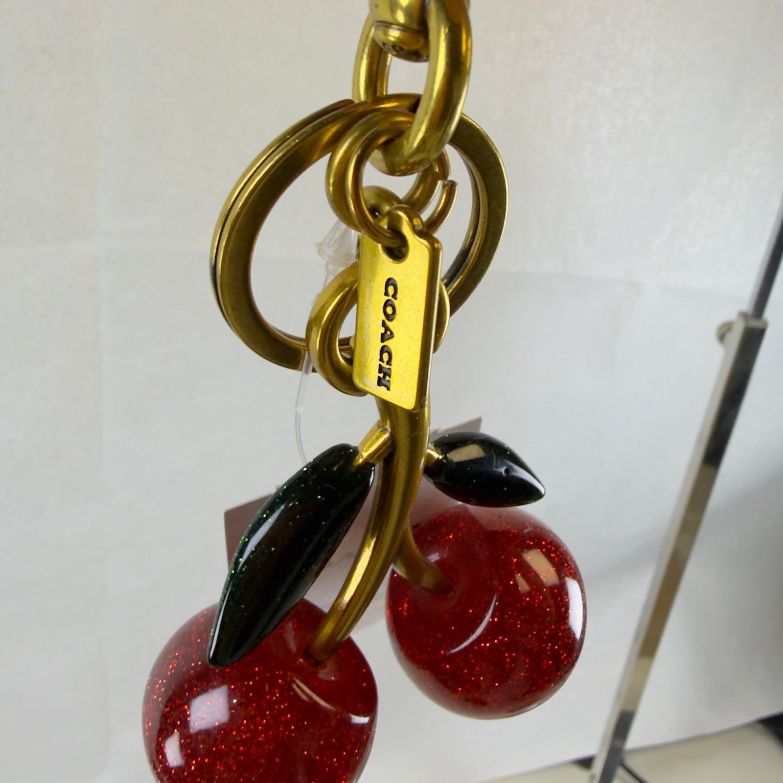 Authentic NWT Coach Signature Red Cherry With Green Leaves Bag Charm F585166