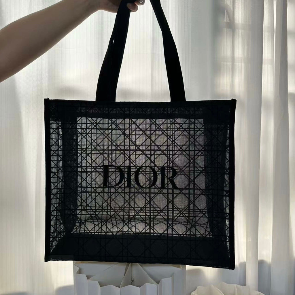 Christian Dior Beauty Makeup Limited VIP Gift Black Velvet Mesh Large Tote Bag0