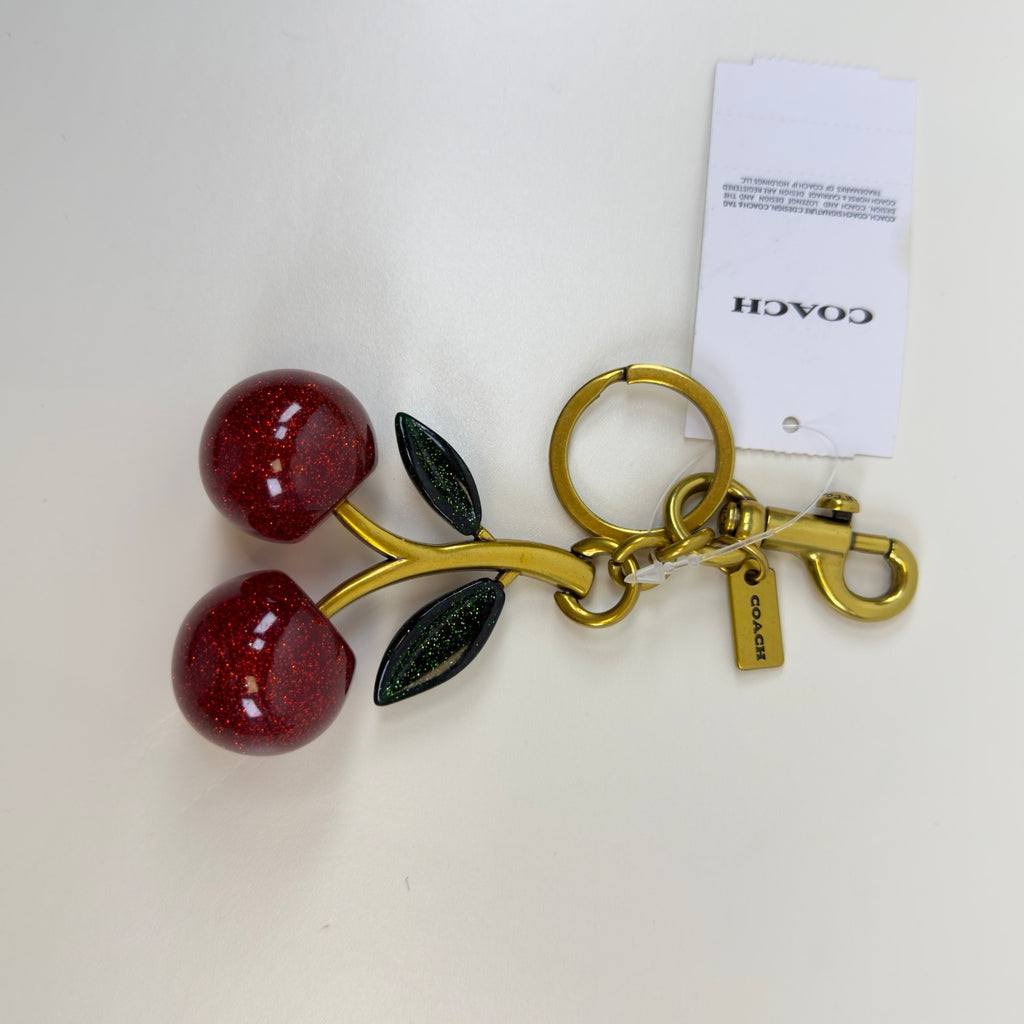 Authentic NWT Coach Signature Red Cherry With Green Leaves Bag Charm F5851611