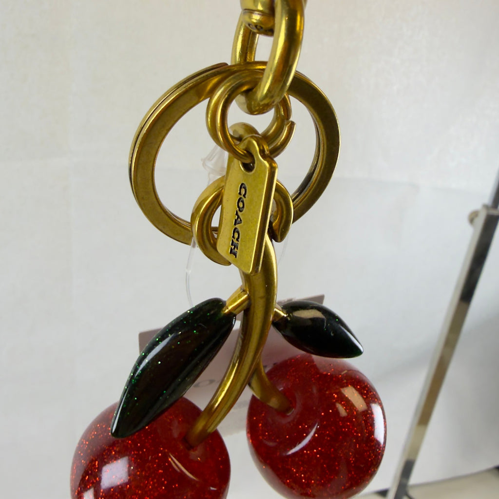Authentic NWT Coach Signature Red Cherry With Green Leaves Bag Charm F585165