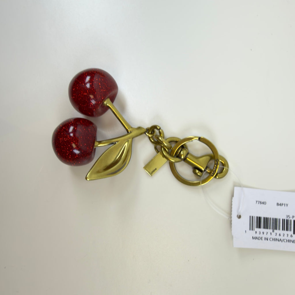 Authentic NWT Coach Signature Red Cherry With Gold Leaves Bag Charm 778403