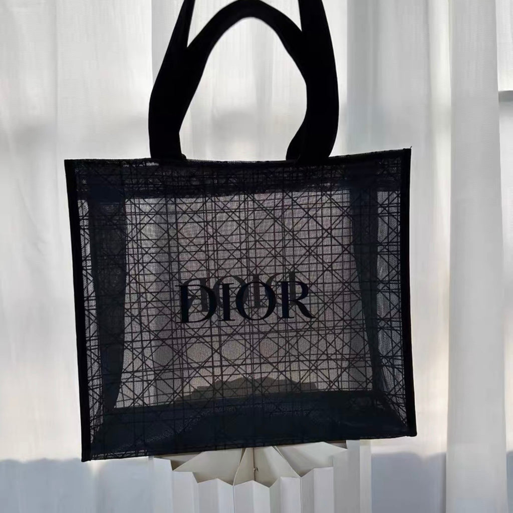 Christian Dior Beauty Makeup Limited VIP Gift Black Velvet Mesh Large Tote Bag1
