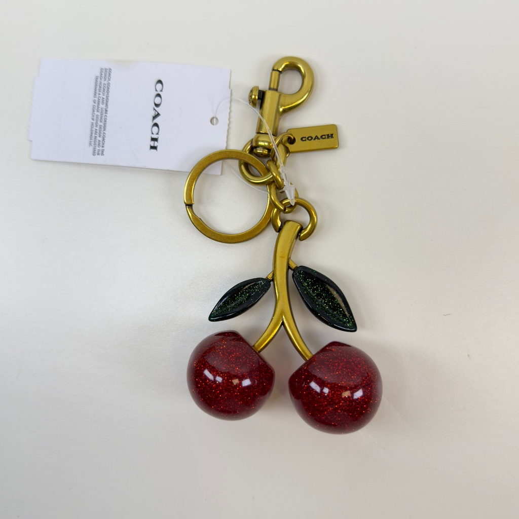 Authentic NWT Coach Signature Red Cherry With Green Leaves Bag Charm F585160