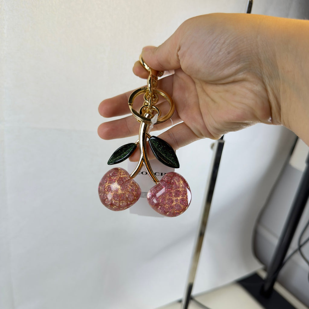 Authentic NWT Coach Signature Pink Cherry Bag Charm 885476