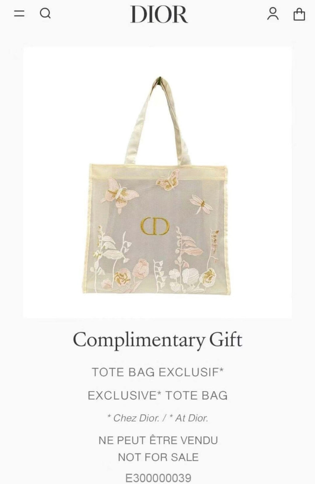 NEW Christian Dior Complimentary Gift Large Tote Bag Exclusive1