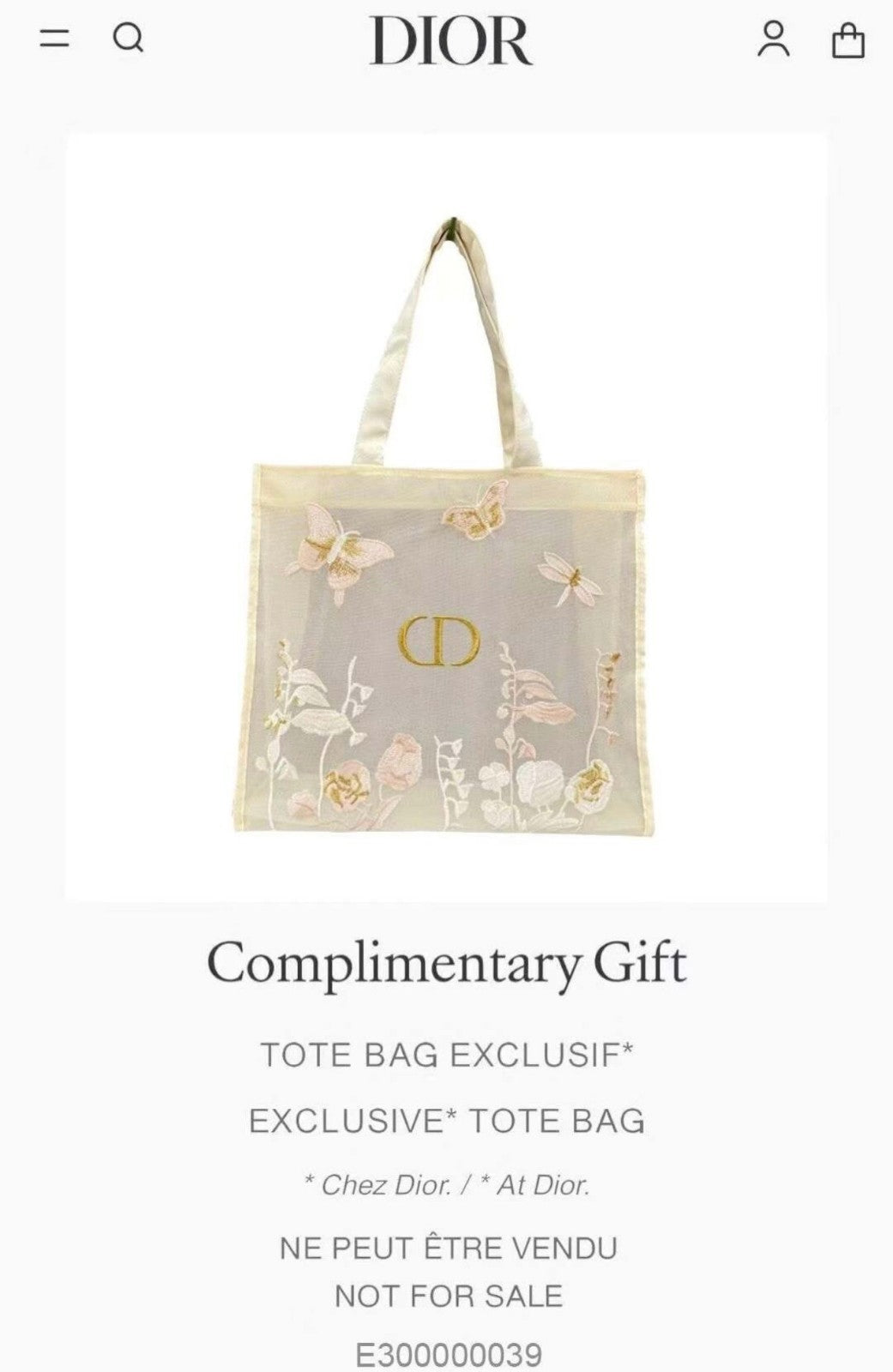 NEW Christian Dior Complimentary Gift Large Tote Bag Exclusive1