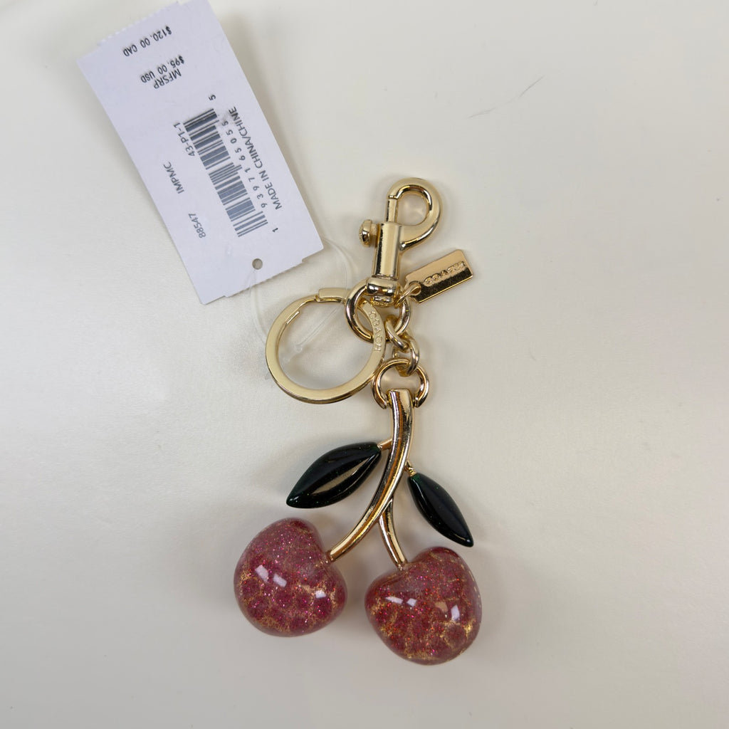 Authentic NWT Coach Signature Pink Cherry Bag Charm 8854710