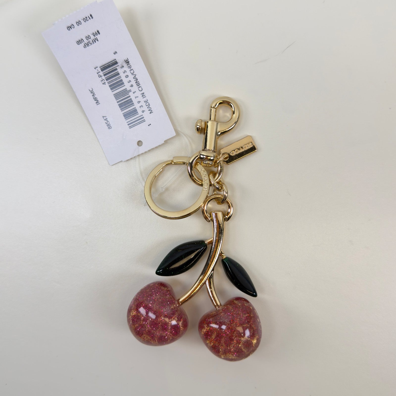 Authentic NWT Coach Signature Pink Cherry Bag Charm 8854710