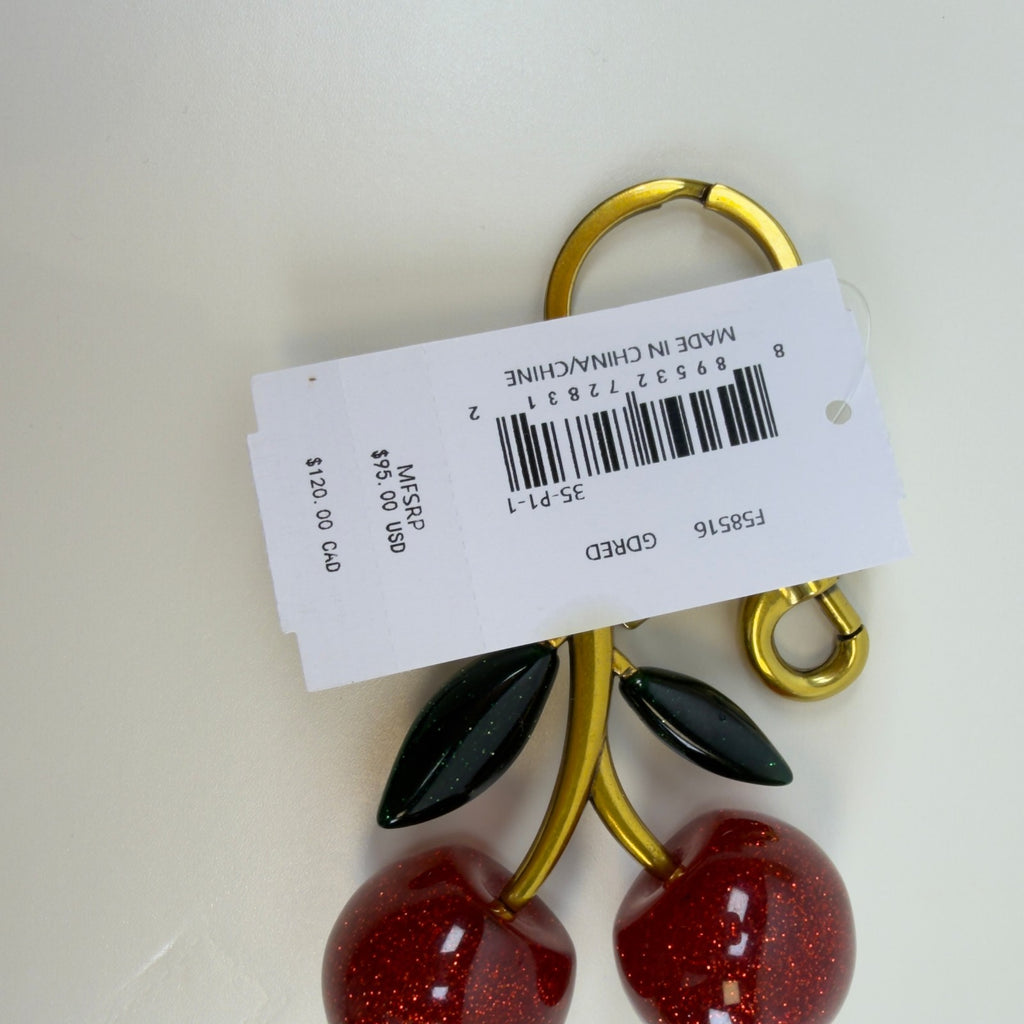 Authentic NWT Coach Signature Red Cherry With Green Leaves Bag Charm F585169