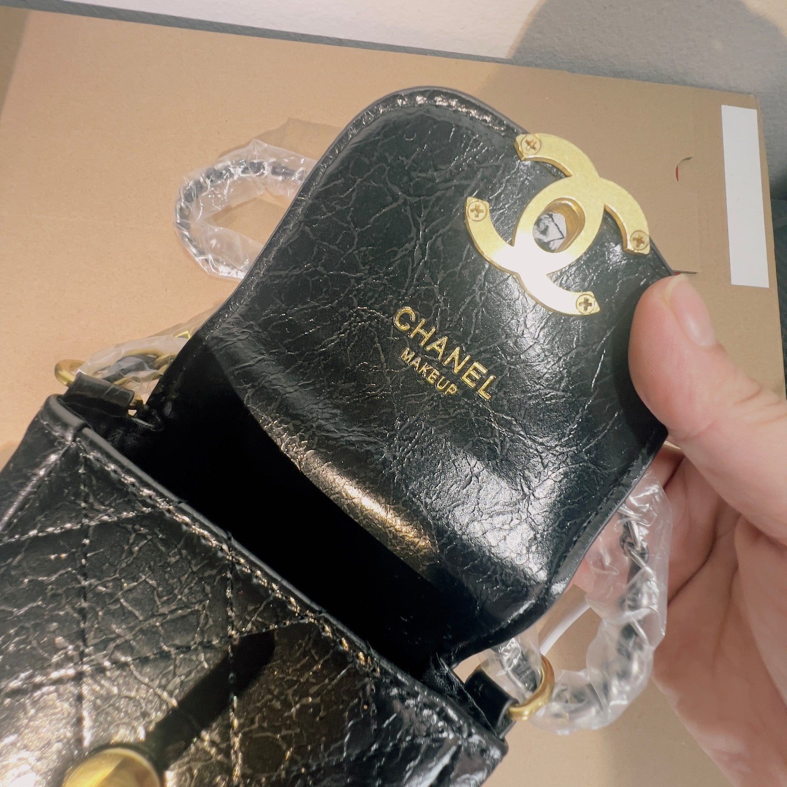 CHANEL Makeup VIP Gift Pouch With Chain Plus Tweed Coin Purse, Box GWP6