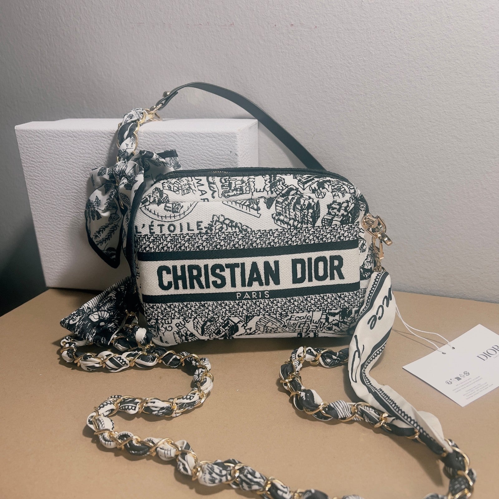 CHRISTIAN DIOR GWP COSMETIC BAG  DIY MODIFIED VERSION WITH DOUBLE CHAIN STRAPS0