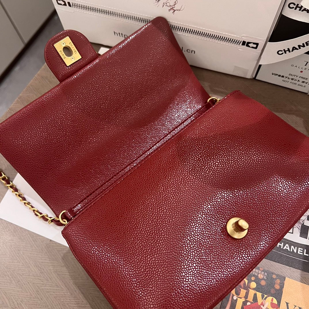 Maroon Caviar Leather Bag