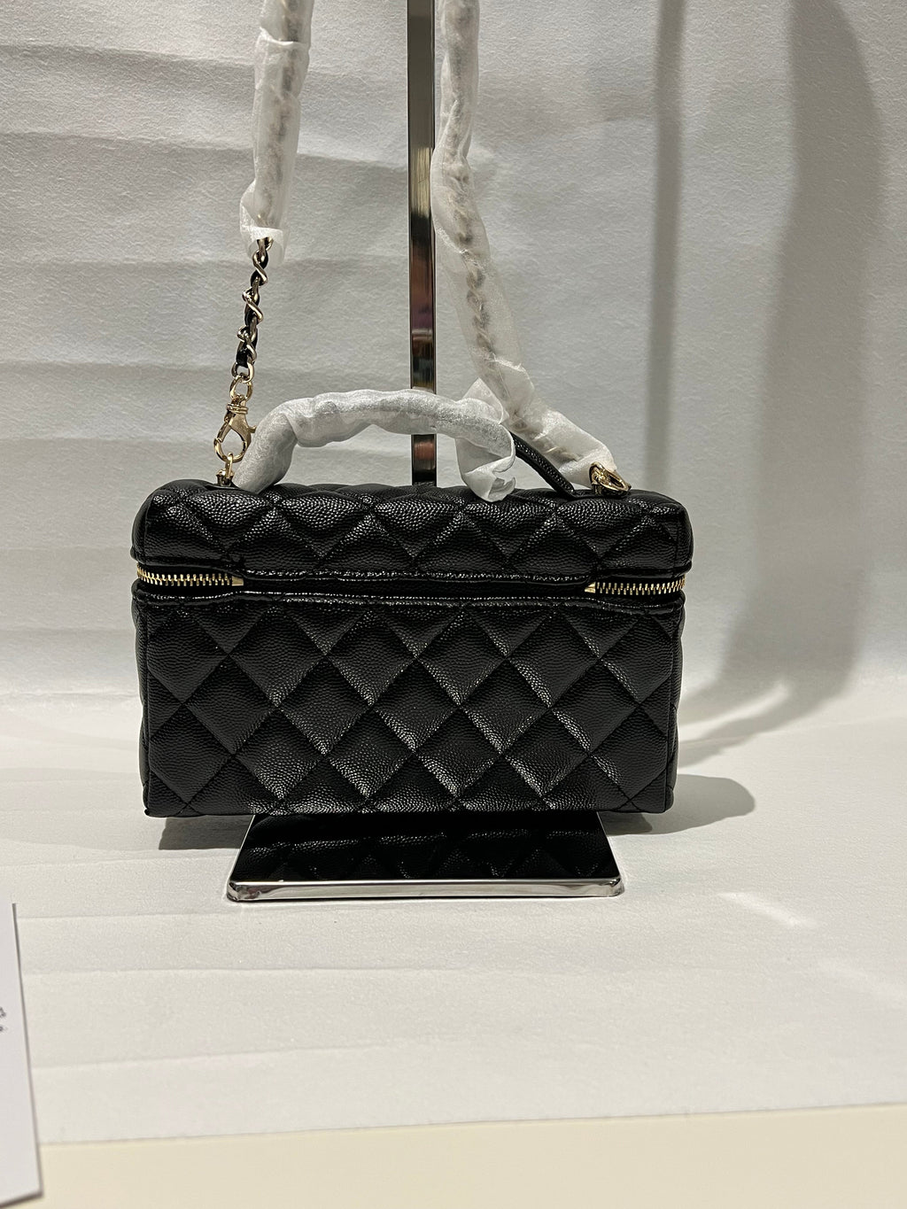 AUTH CHANEL BLACK CAVIAR RECTANGLE CROSSBODY MAKEUP BAG - VIP BEAUTY GWP NOVELTY Lovely Pink Cherry