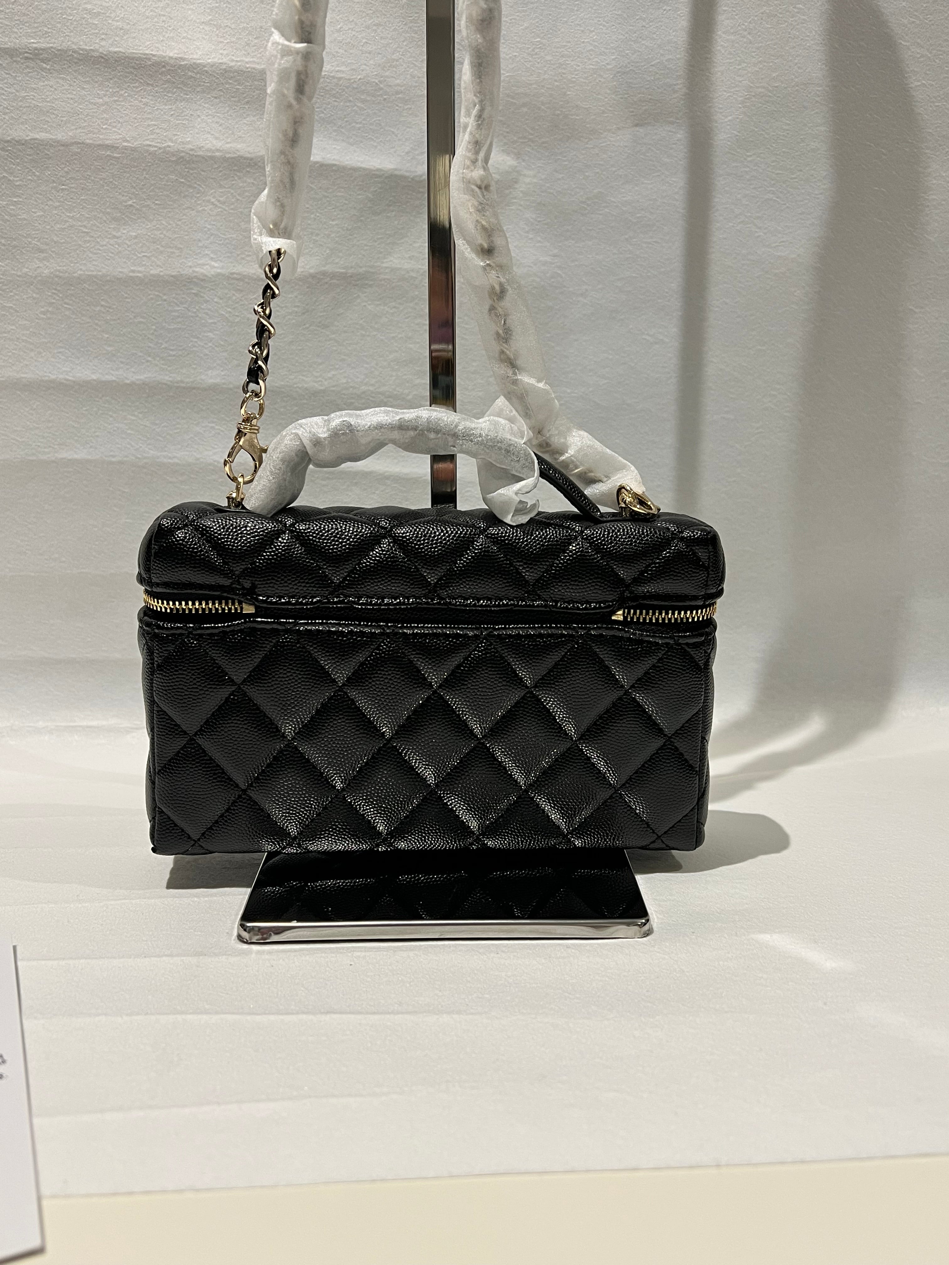 AUTH CHANEL BLACK CAVIAR RECTANGLE CROSSBODY MAKEUP BAG - VIP BEAUTY GWP NOVELTY