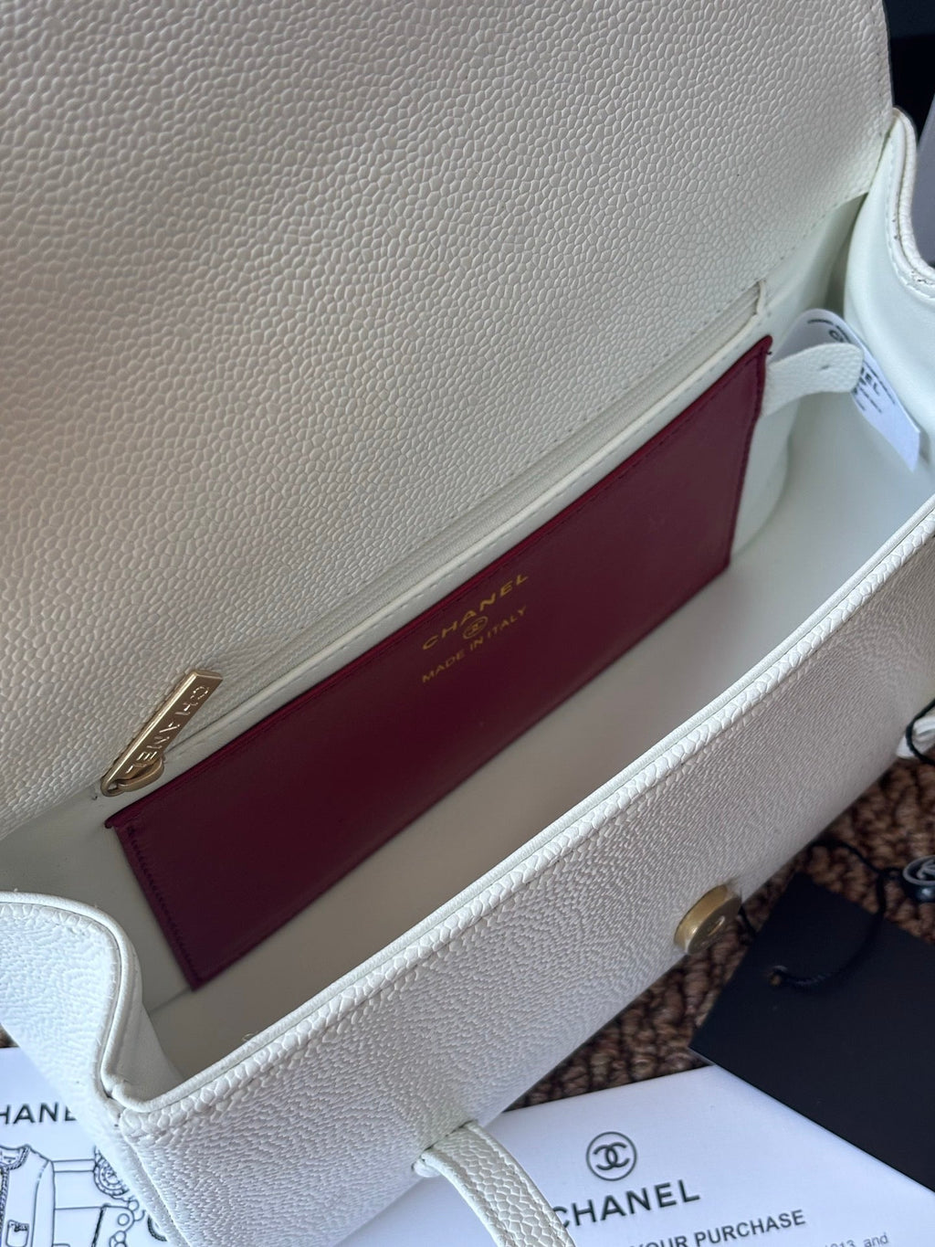 White Calfskin Leather Jenny’s Handbag Lovely Pink Cherry