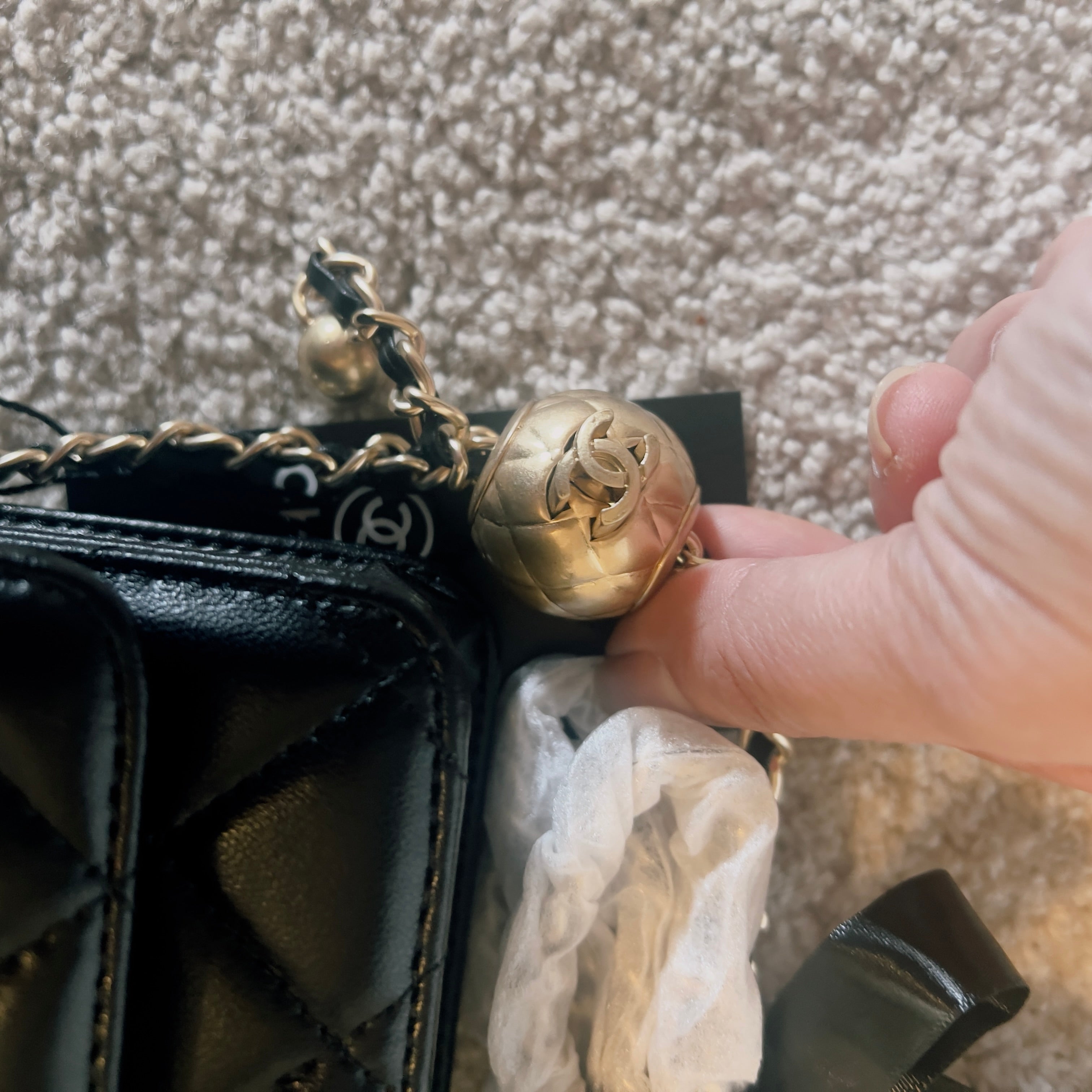 Black Woc With Golden Ball Chain