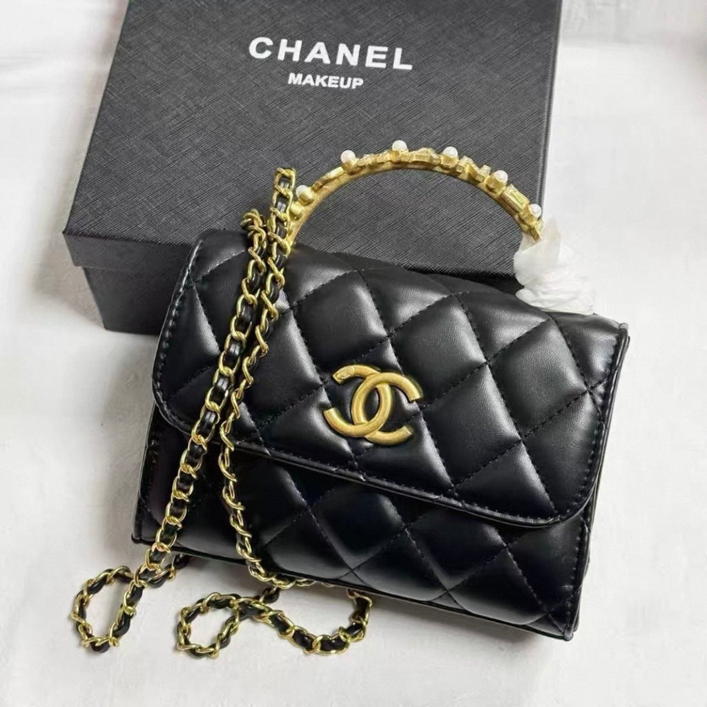 Small Flap Bag with cc Pearl Handle