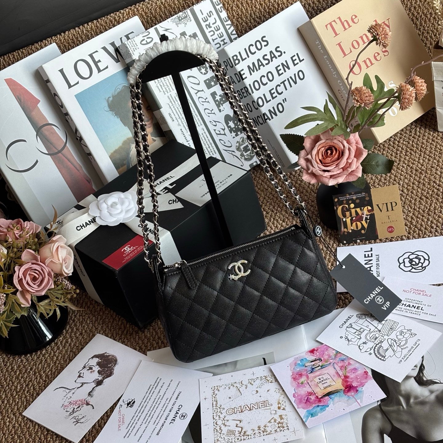 Black 25B Leather shoulder | Crossbody Bag 22x13cm