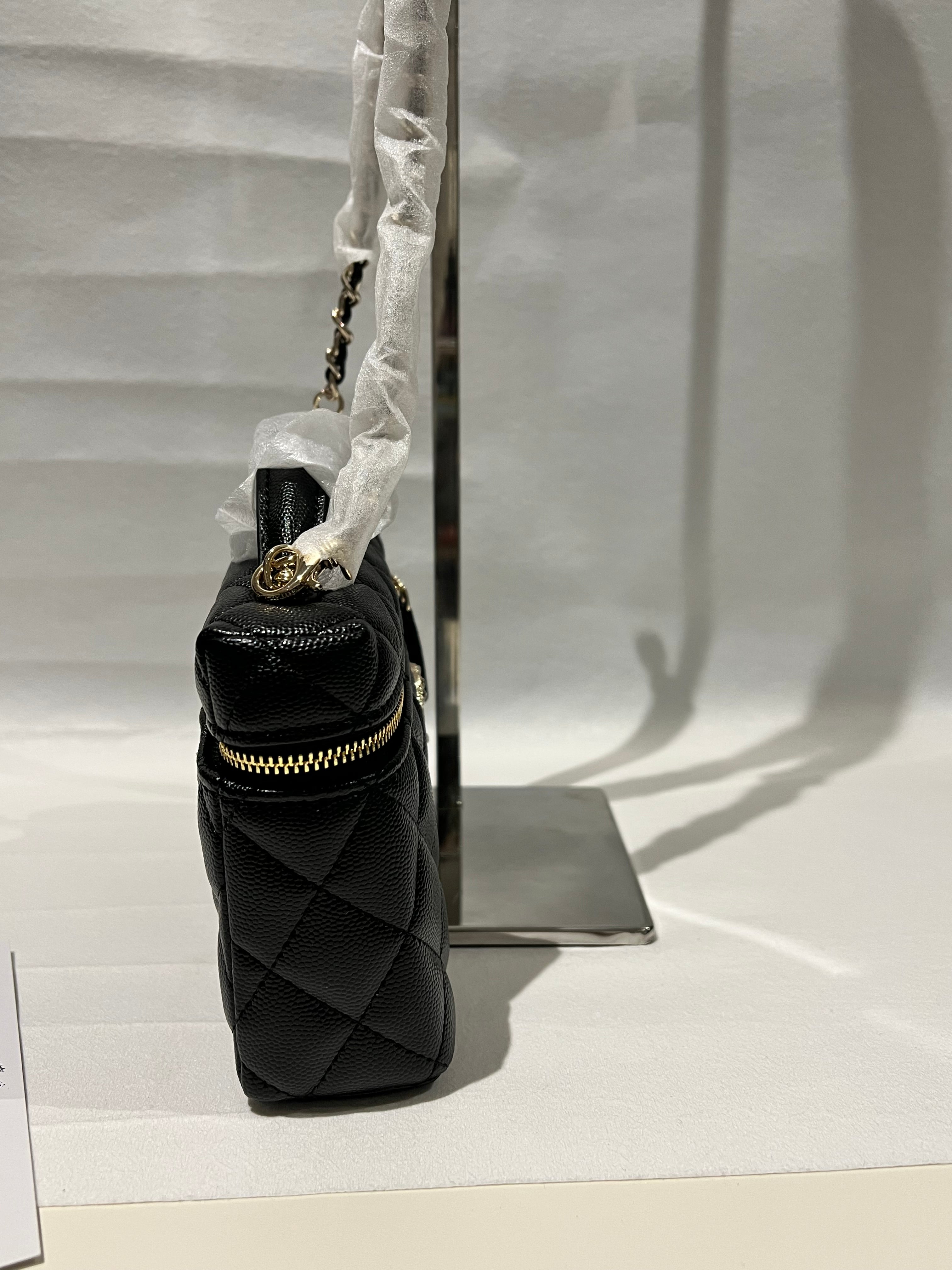 AUTH CHANEL BLACK CAVIAR RECTANGLE CROSSBODY MAKEUP BAG - VIP BEAUTY GWP NOVELTY