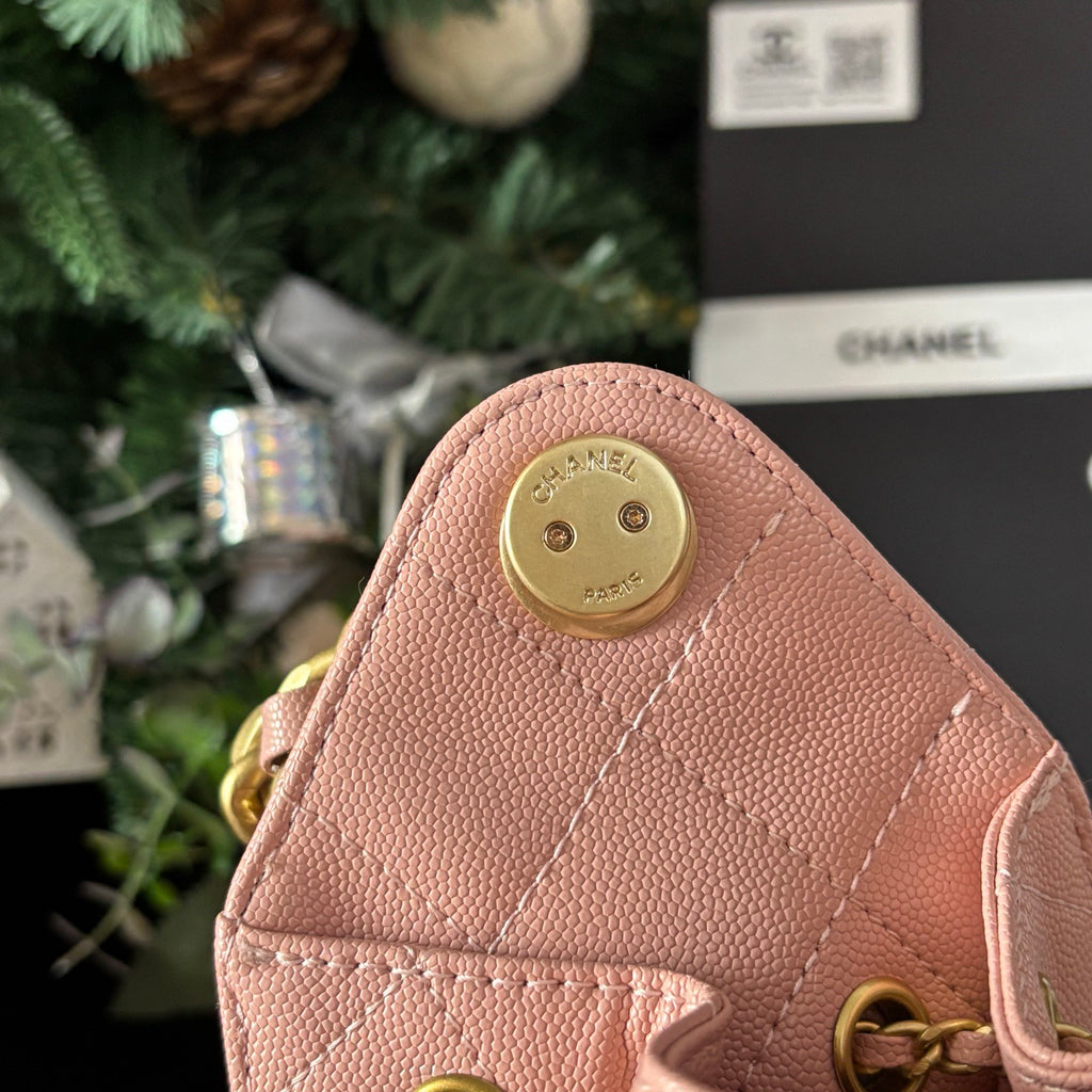 Pink Caviar Calfskin Hobo Bag 25S