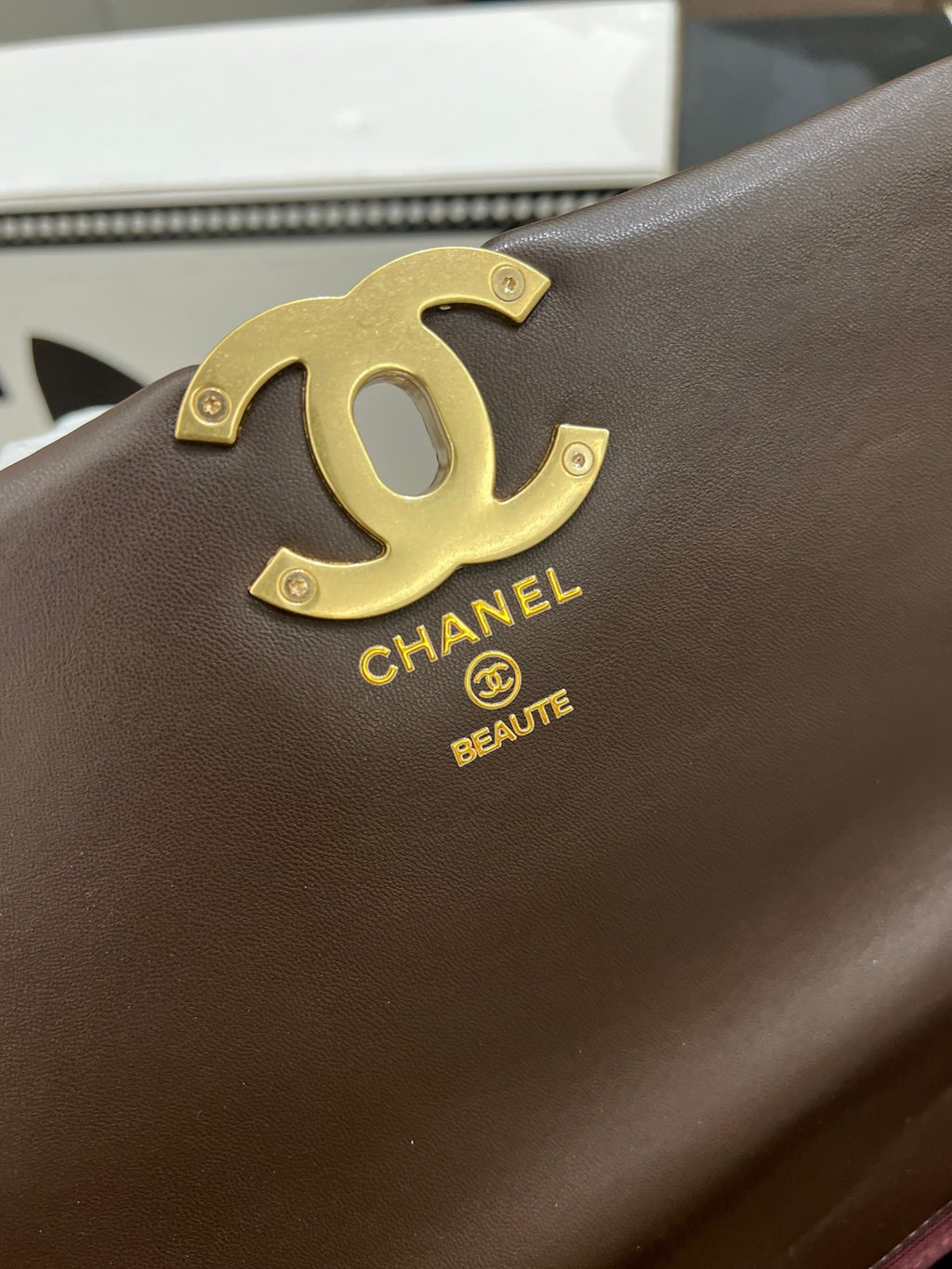 Brown Lambskin Quilted 19 Bag 25cm