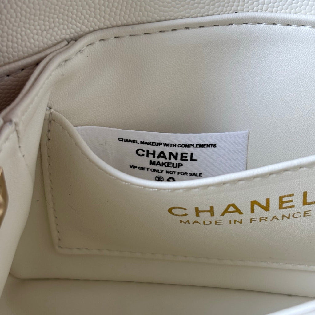 Cream Caviar Calfskin Leather 24K Mini Lovely Pink Cherry